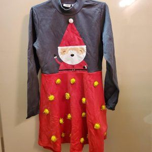 Mighty Fine girl's med santa dress gray/red nwt